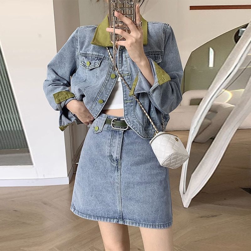 Street Fashion Jeans Women - Denim Coats Mini Skirts Two Piece
