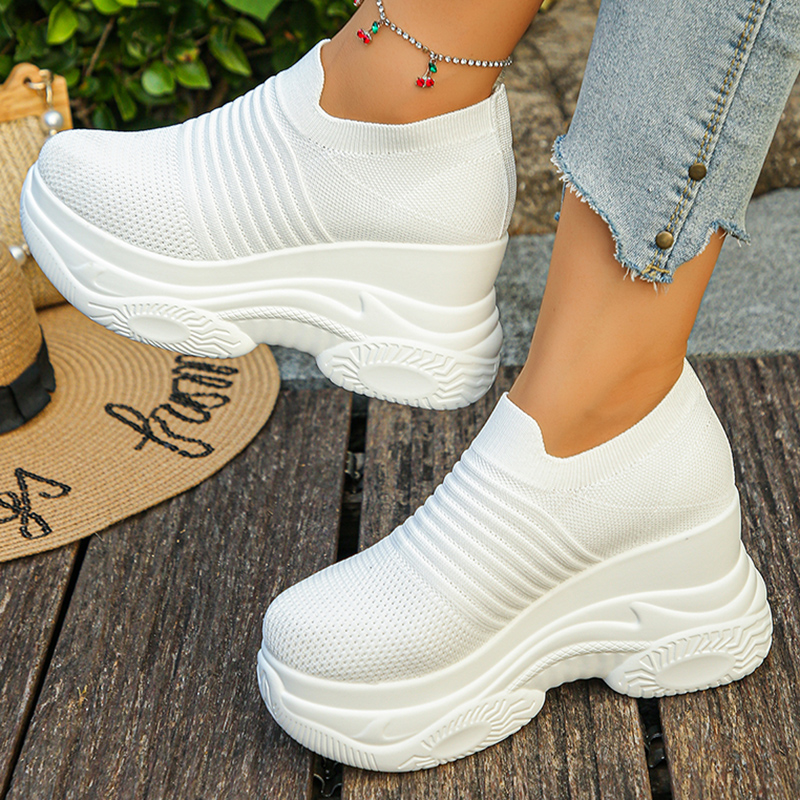 Women's Knitted White Chunky S - Chunky Sneaker Platform recension och pris