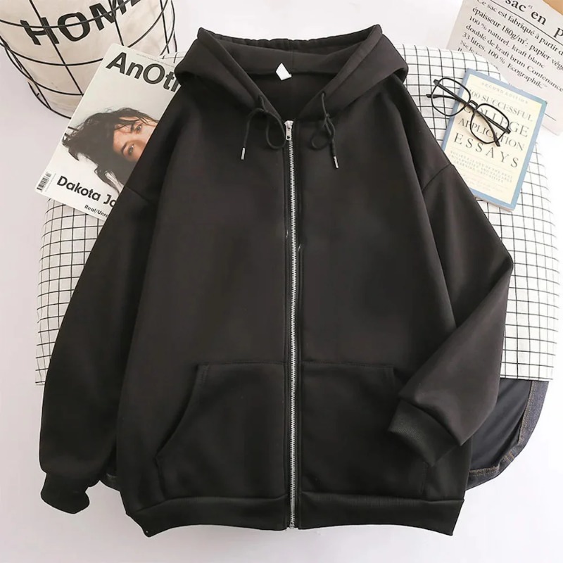 High Street Hoodie Men Solid C - Street Fashion Zip Up Hoodie recension och pris