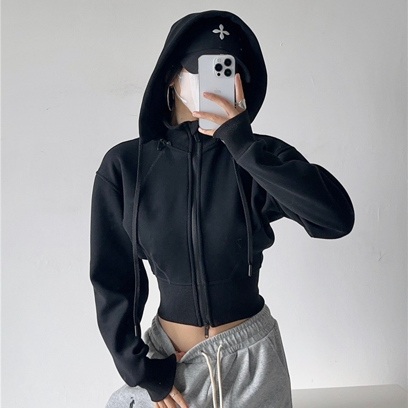 Women Crop Hoodie Sweatshirts  - Street Fashion Zip Up Hoodie recension och pris