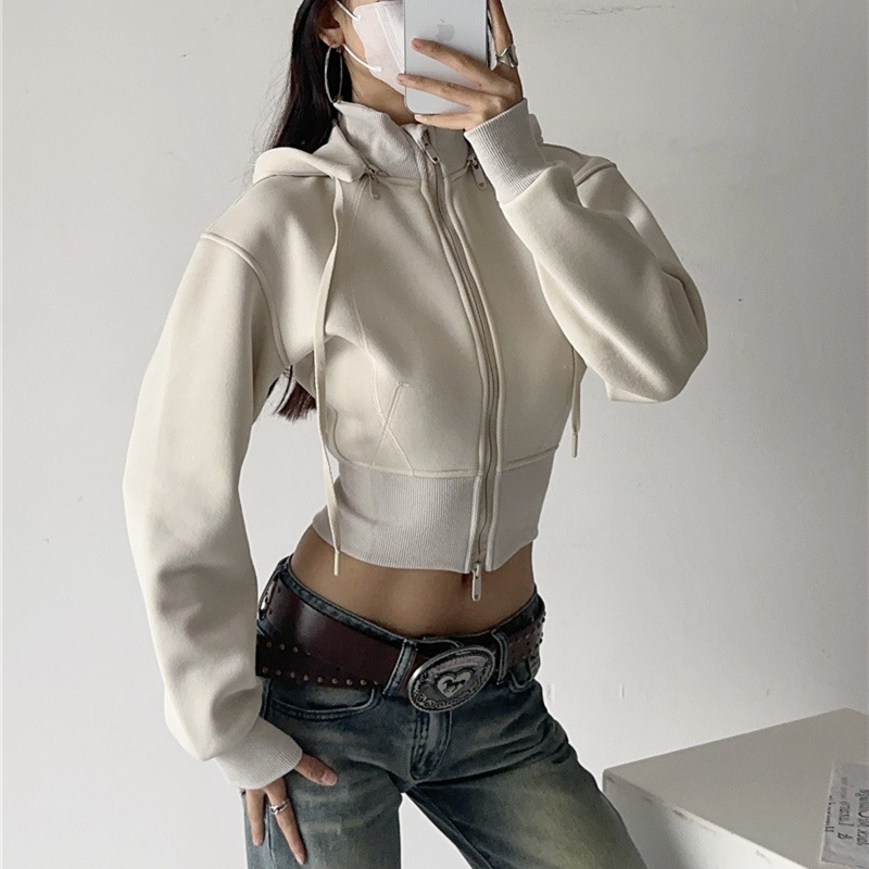 Women Crop Hoodie Sweatshirts  - Street Fashion Zip Up Hoodie recension och pris