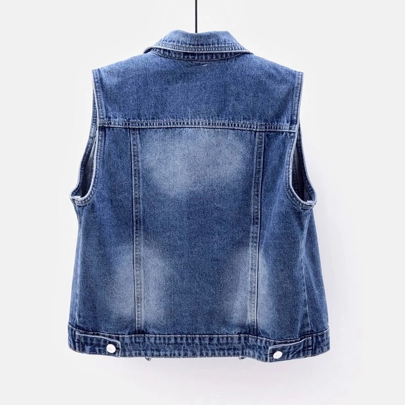 Women Denim Vest Luxury Pearls - Street Fashion Jeans Women recension och pris