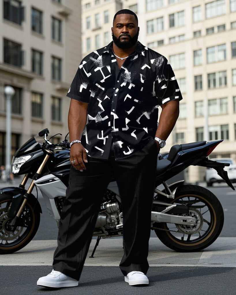 S-9XL Plus Size Men's Geometri - Camo Pattern Set recension och pris