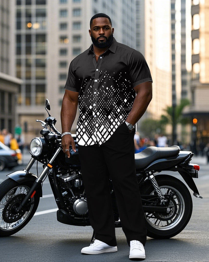 S-9XL Plus Size Men's Geometri - Camo Pattern Set recension och pris