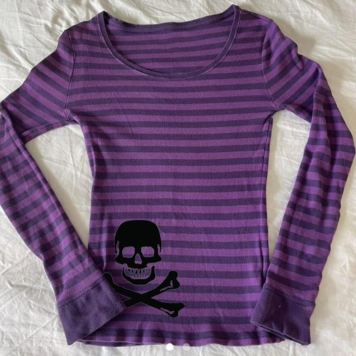 Y2k Long sleeve Top Stripe Str - Street Fashion Goth recension och pris