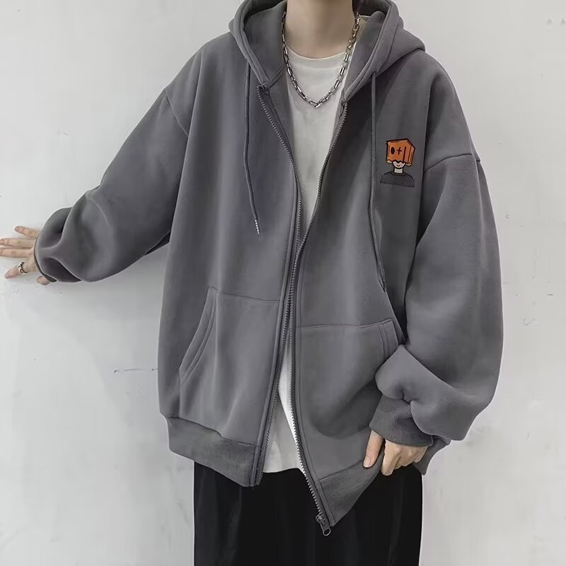 High Street Hoodie Men Solid C - Street Fashion Zip Up Hoodie recension och pris