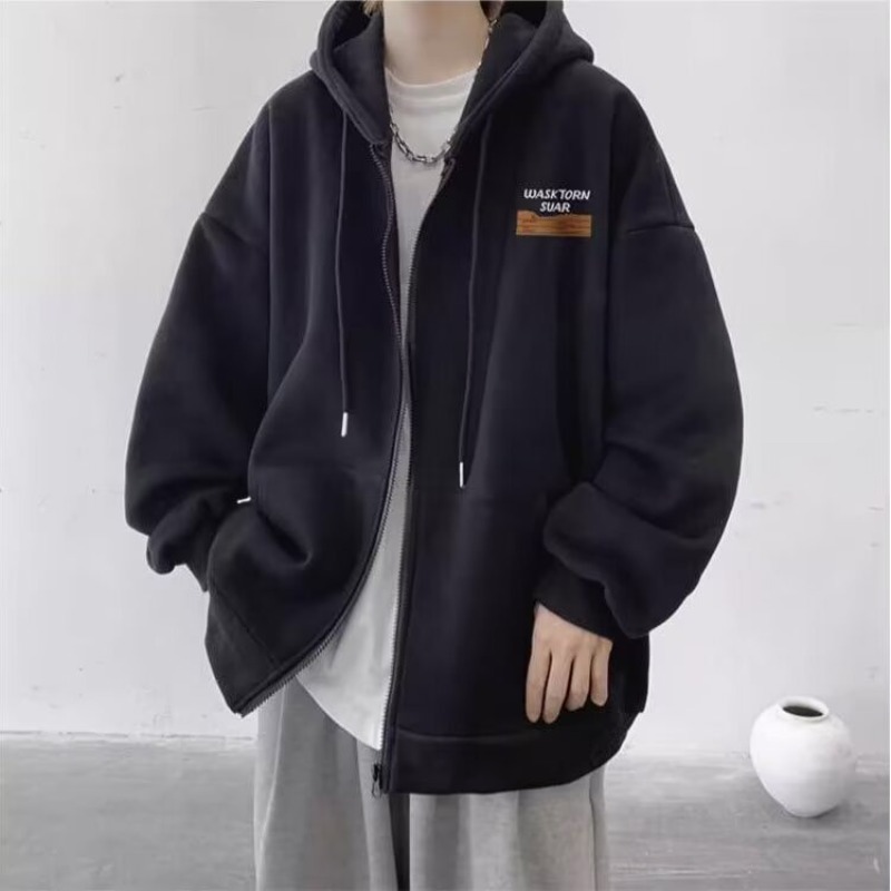 High Street Hoodie Men Solid C - Street Fashion Zip Up Hoodie recension och pris