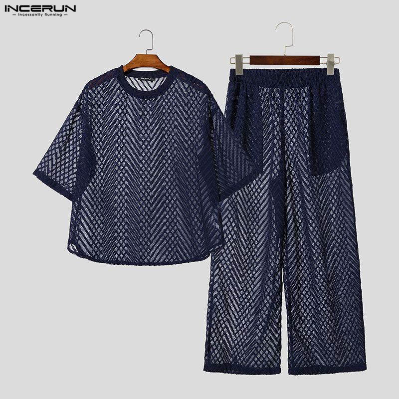 INCERUN Men's Sets See Through - Street Fashion Mood recension och pris