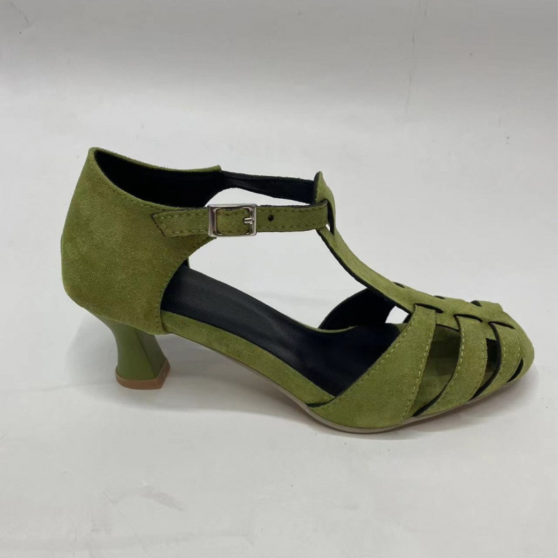 Women's Green Suede Kitten Hee - Street Fashion Dress recension och pris