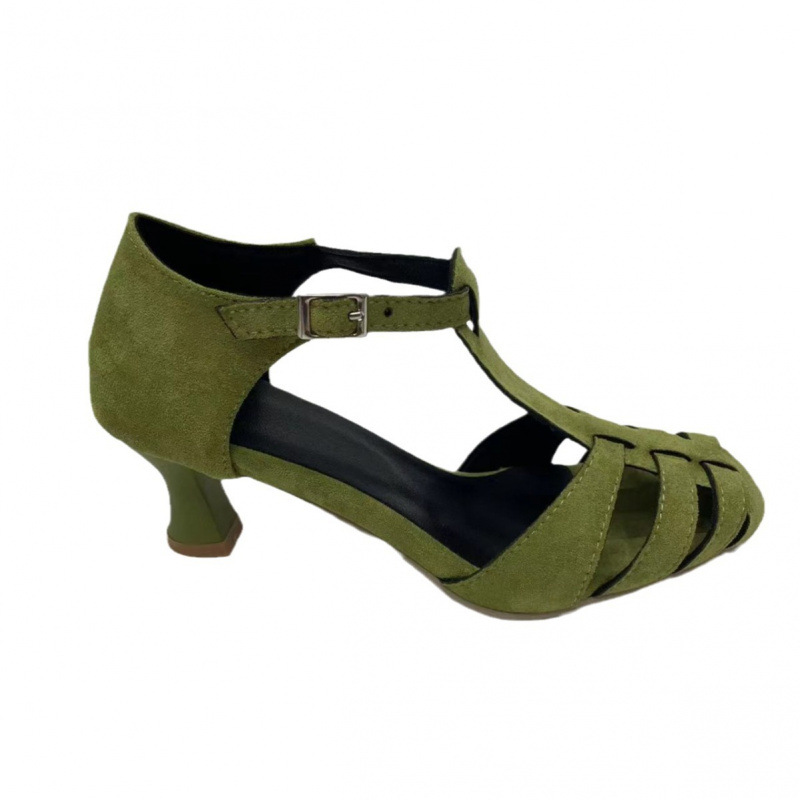 Women's Green Suede Kitten Hee - Street Fashion Dress recension och pris