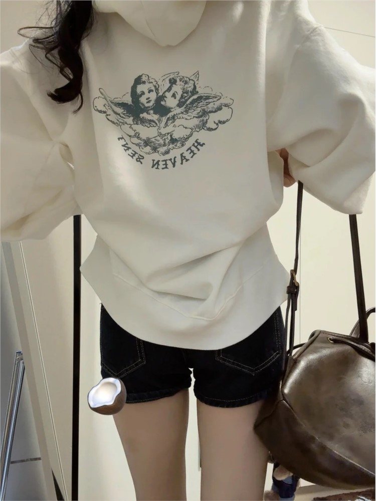 White Vintage Zip-up Hoodies W - Street Fashion Zip Up Hoodie recension och pris