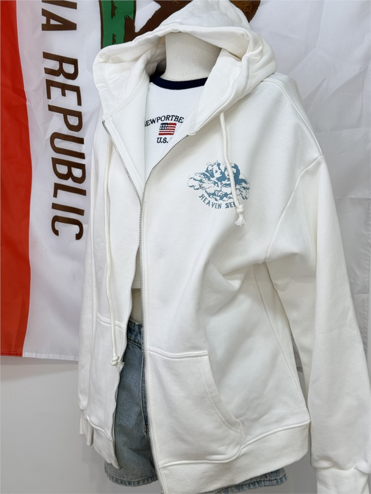 White Vintage Zip-up Hoodies W - Street Fashion Zip Up Hoodie recension och pris