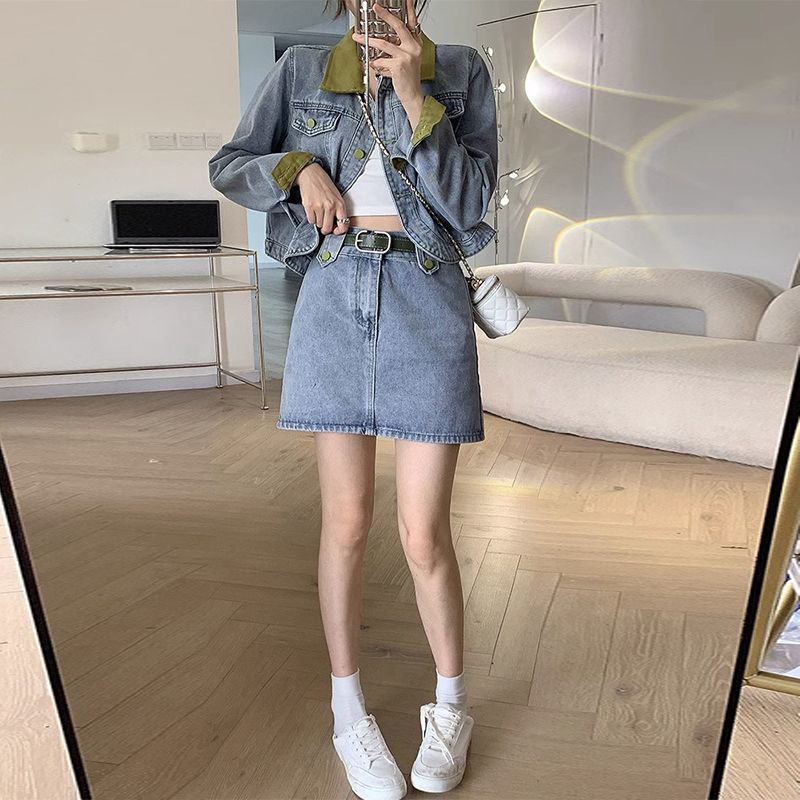 Denim Coats Mini Skirts Two Pi - Street Fashion Jeans Women recension och pris