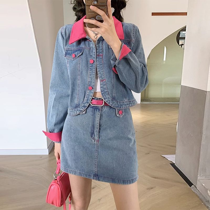 Denim Coats Mini Skirts Two Pi - Street Fashion Jeans Women recension och pris