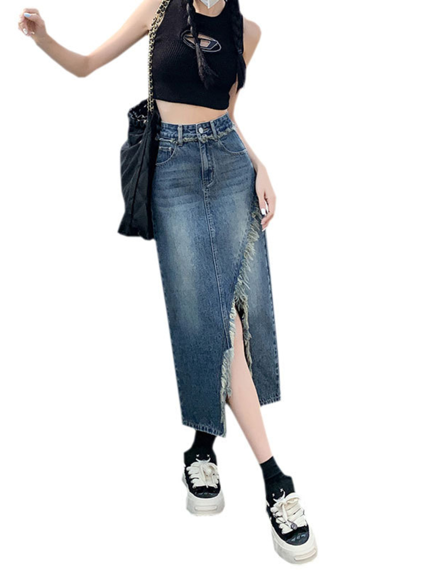 Women's High Waist Denim Skirt - Street Fashion Jeans Women recension och pris