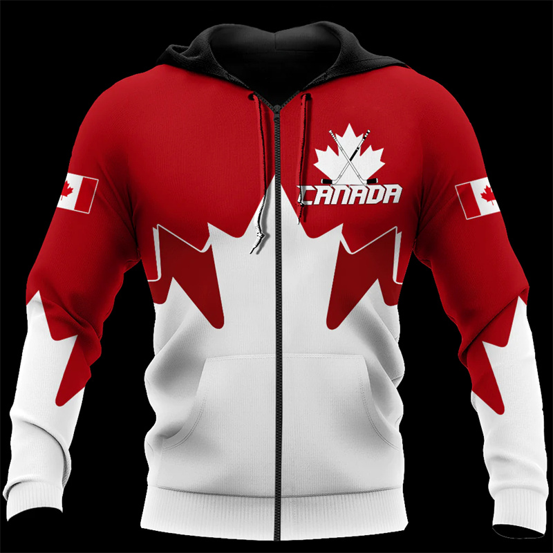 Canada 3d All Over Printed Map - Street Fashion Zip Up Hoodie recension och pris