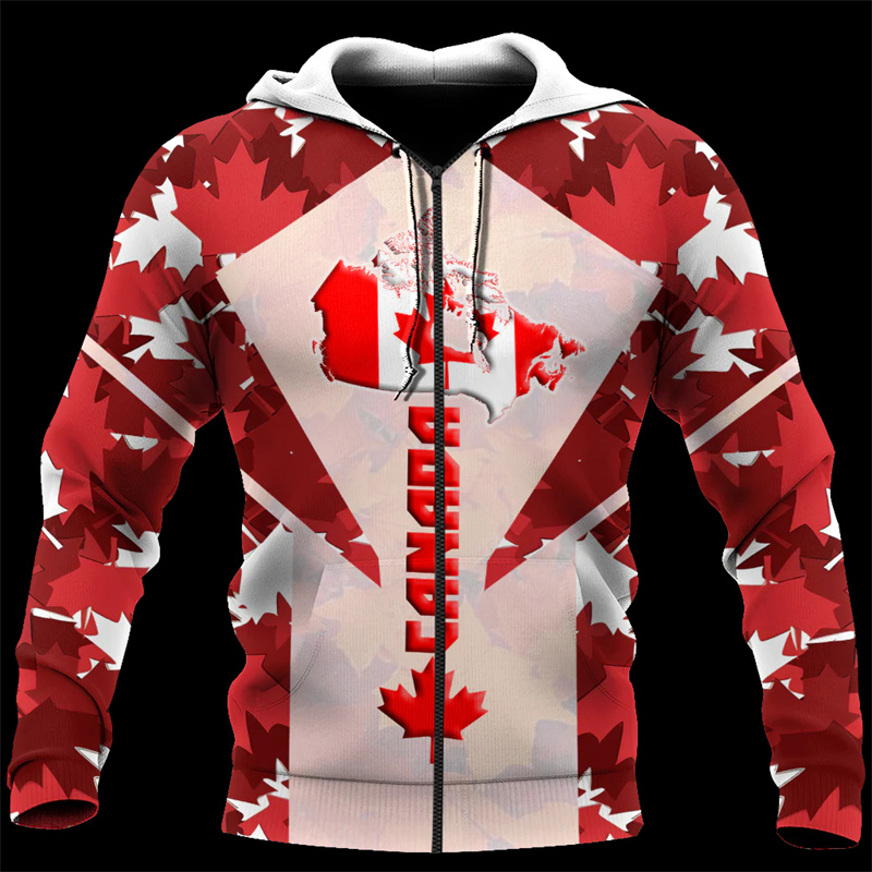 Canada 3d All Over Printed Map - Street Fashion Zip Up Hoodie recension och pris