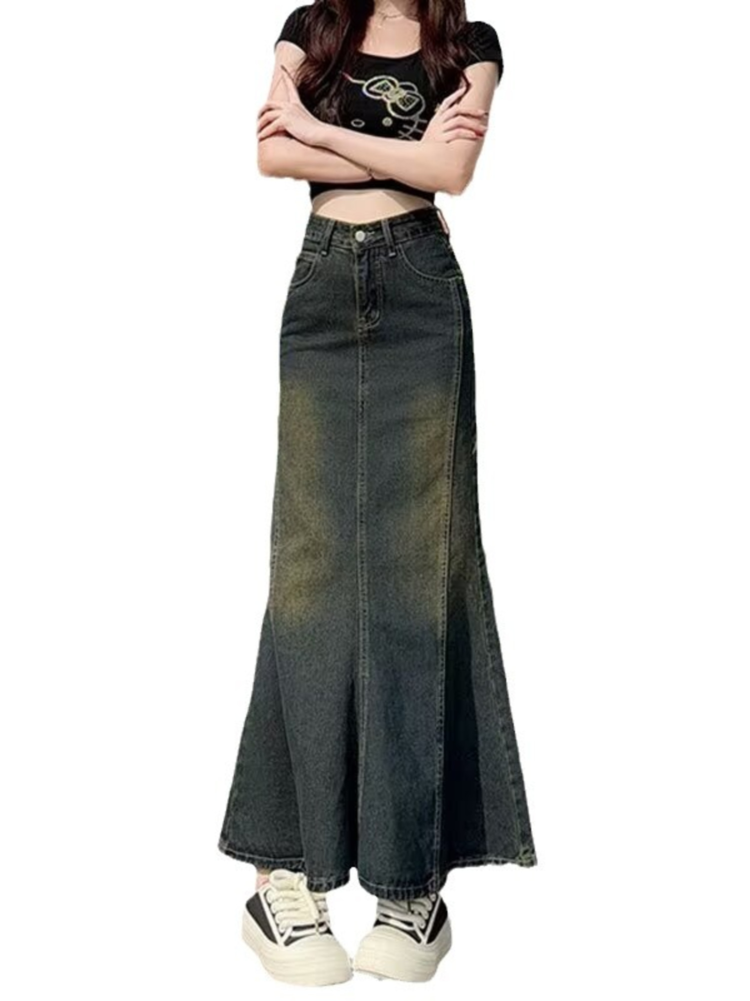 Women's Vintage Washed Denim M - Street Fashion Jeans Women recension och pris