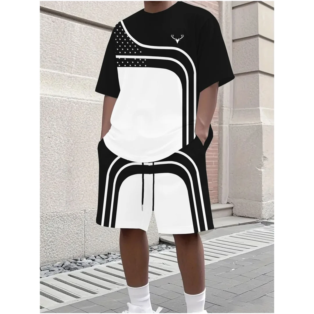 Fashion Summer Men's Stripe Pr - Street Fashion Tshirt recension och pris
