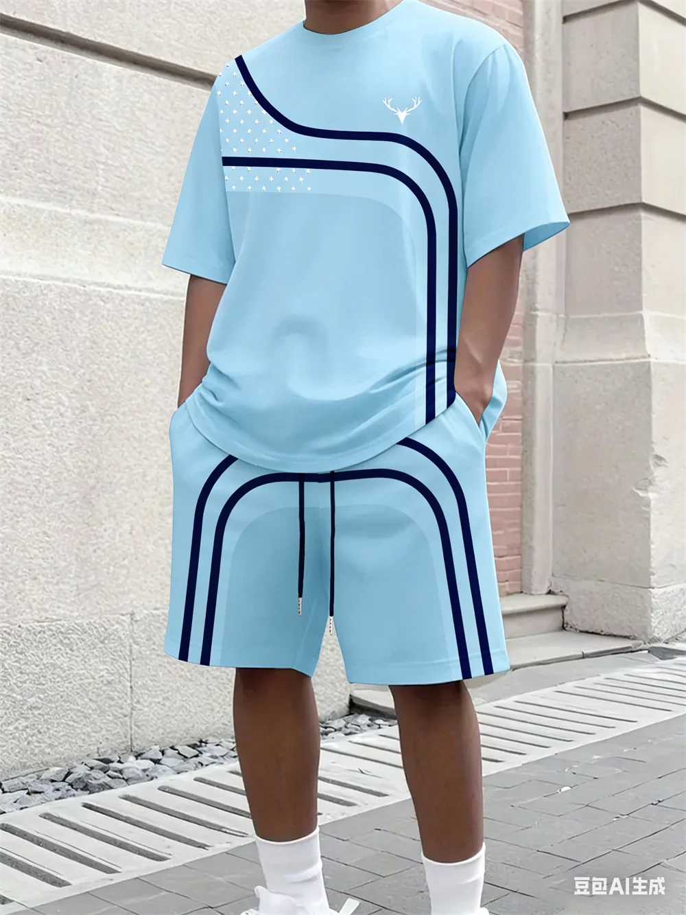 Fashion Summer Men's Stripe Pr - Street Fashion Tshirt recension och pris