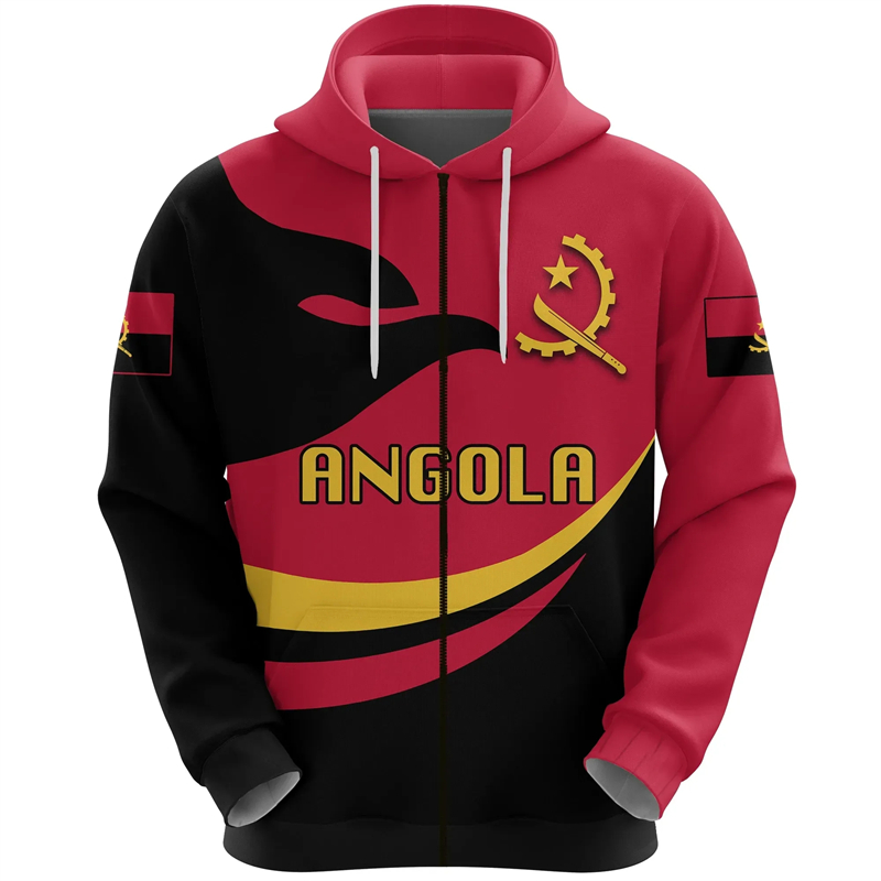 Angola Map Africa Country Grap - Street Fashion Zip Up Hoodie recension och pris