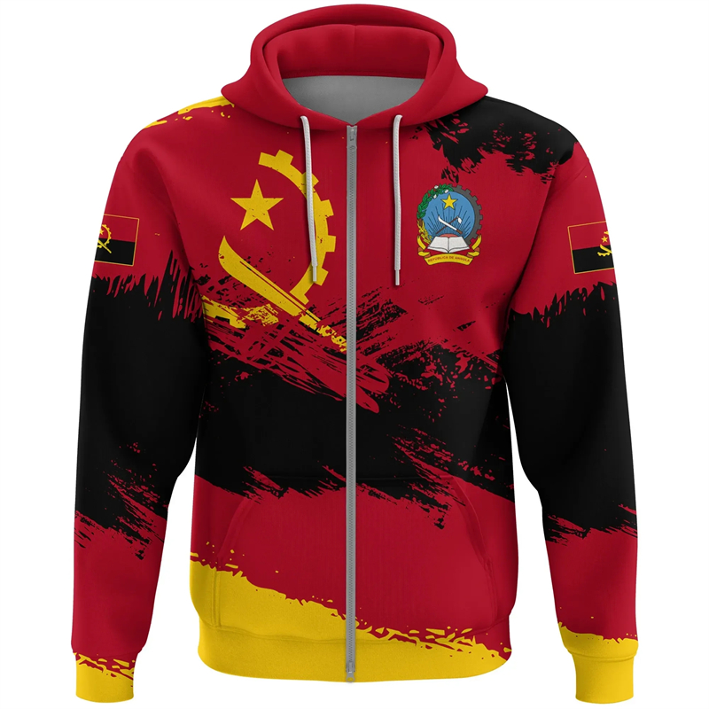Angola Map Africa Country Grap - Street Fashion Zip Up Hoodie recension och pris