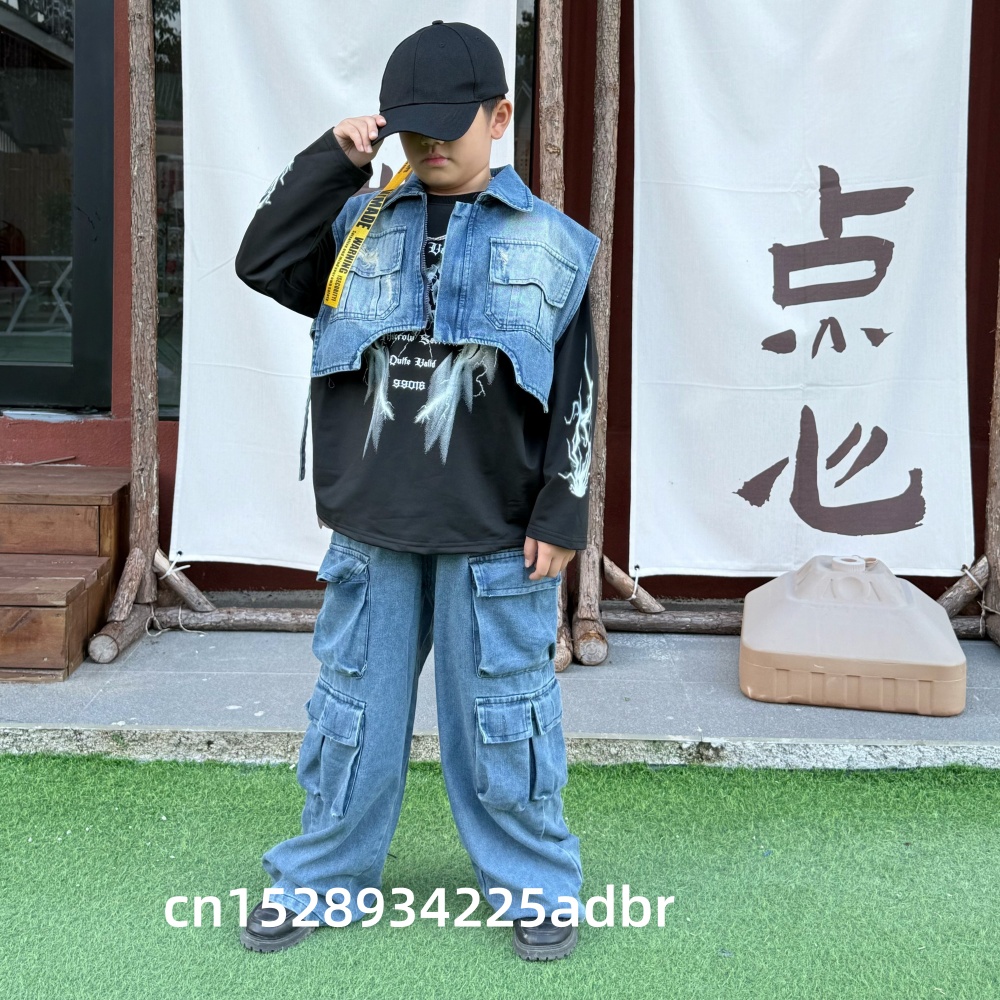 Kid Hip Hop Clothing Denim Blu - Street Fashion Jeans Women recension och pris